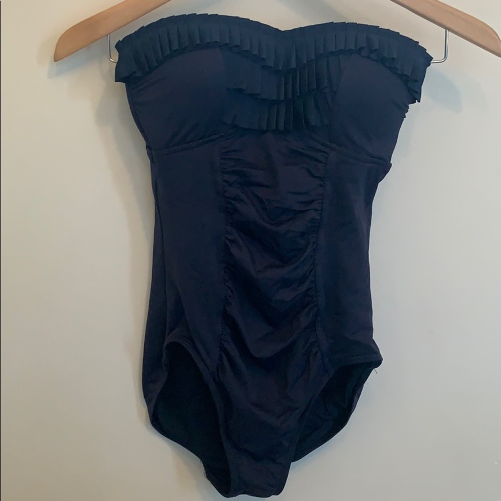Seafolly goddess pleated bandeau maillot swimsuit